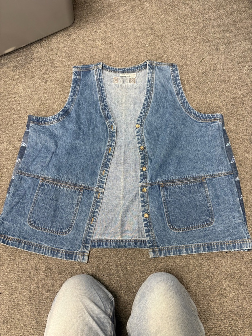 Cabin Creek Light Blue Denim Vest with Contrast Stitching
